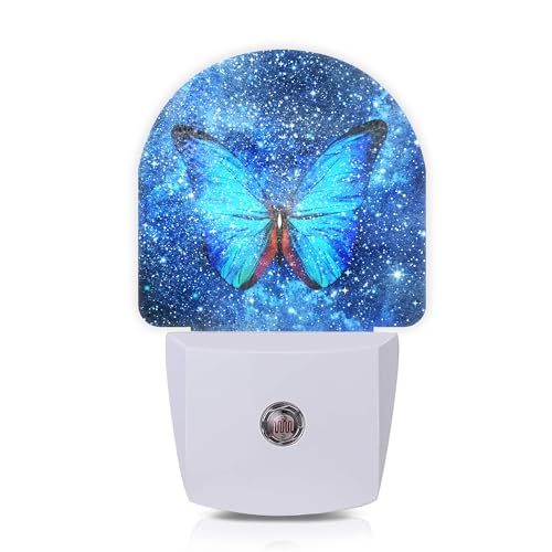 Butterfly Stars Night Lights Plug into Wall for Girls Boys Room,Night Light LED Lamp Dusk to Dawn Sensor Round Lamp for Bedroom Bathroom Hallway Home Wall Decor Nightlight - color: Butterfly Stars