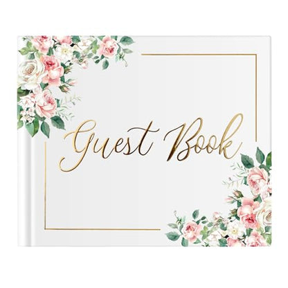 Wedding Guest Book for Guests to Sign, Elegant Wedding Guestbook Ideas, Sign in Book for Bridal and Baby Shower, Polaroid Guest Book, 100 Thick Lined and Blank Pages for Party, Wedding Books - color: Pink