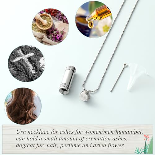 Imrsanl Cremation Jewelry for Ashes Pendant Urn Necklace Cylinder with Glass Vial Keepsake Ashes Memorial Jewelry - color: No Glass-Silver