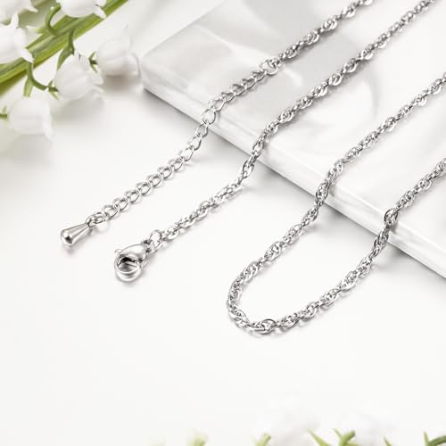 Abooxiu Replacement for Urn Cremation Jewelry Stainless Steel Link Chain Necklace for Men Women Silver