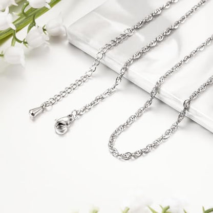 Abooxiu Replacement for Urn Cremation Jewelry Stainless Steel Link Chain Necklace for Men Women Silver