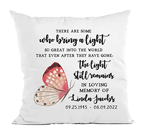 Personalized in Loving Memory Butterfly Pillow | Remembrance of Loved Ones | in Loving Memory Gift | Butterfly Memorial | Sympathy Gift | Memorial Gift | Remembrance Gift (Pillow Cover Only) - style: Pillow Cover Only