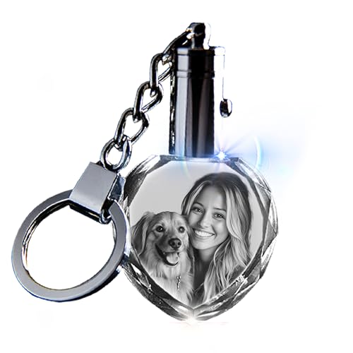 Monume 2D Crystal Photo Keychain – Personalized Laser Engraved Keepsake | Custom Crystal Photo – Personalized Keychain Keepsake – Custom Keychain with Picture for Anniversary, Birthday & More - style: Heart