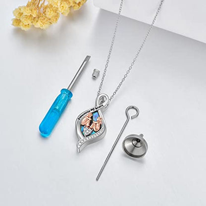 WINNICACA Silver Cremation Urn Necklaces for Ashes of Loved Ones - style: Urn Necklace for Sisters