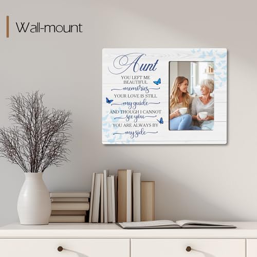 Aunt Memorial Bereavement Wooden Picture Frame Gifts for Loss of Aunt, Always By My Side Sympathy Gifts for Loss of Auntie, Fits 4x6 Photo Frame - color: Blue-aunt