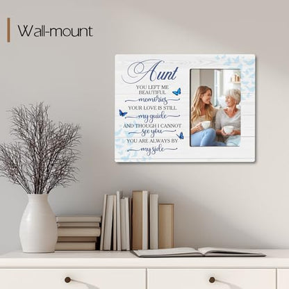 Aunt Memorial Bereavement Wooden Picture Frame Gifts for Loss of Aunt, Always By My Side Sympathy Gifts for Loss of Auntie, Fits 4x6 Photo Frame - color: Blue-aunt