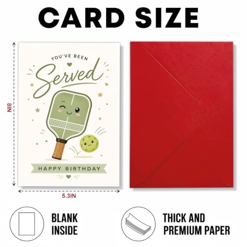 You've Been Served Pickleball Birthday Card, Paddle Greeting Gift | Pickleball Birthday Card For Pickleball Player, Sports Fan Greeting Card, Pickleball Lover Gift Card, Served Birthday Card - color: sport12