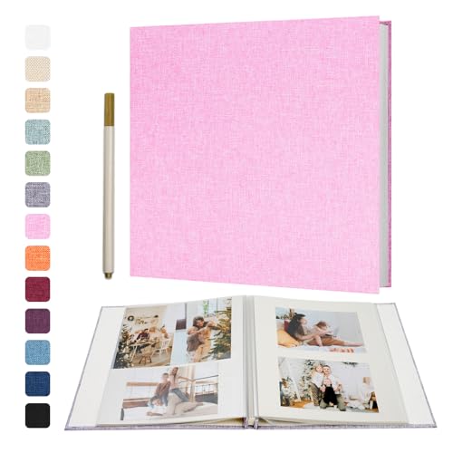 Vienrose Large Photo Album Self Adhesive for 4x6 5x7 8x10 Pictures Scrapbook Album DIY Scrap Book 40 Sticky Pages with A Metallic Pen | Scrapbook Album, 20 Sheets, 4x6 5x7 8x10 Photos, Metallic Pen, DIY Memory Book, Travel Photos, Birthday Gift - color: P