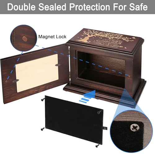 DGDCDV Cremation Urns for Human Ashes Male Female with Photo Frame | Large Wooden Memorial Urns for Adult Woman Men Human Ashes, Decorative Burial Funeral Urns Box and Caskets for Ashes