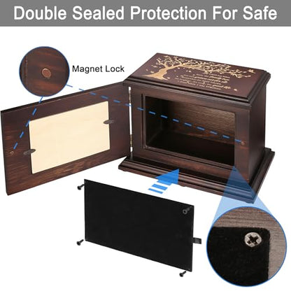 DGDCDV Cremation Urns for Human Ashes Male Female with Photo Frame | Large Wooden Memorial Urns for Adult Woman Men Human Ashes, Decorative Burial Funeral Urns Box and Caskets for Ashes