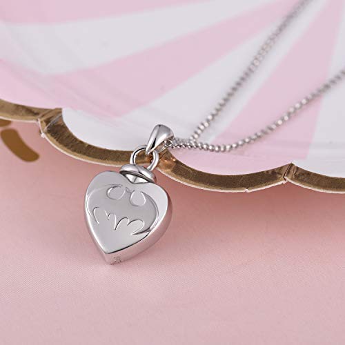 BEILIN 925 Sterling Silver Heart Cremation Jewelry Keepsake Urn Necklace for ashes : Forever in My Heart - style: Bat