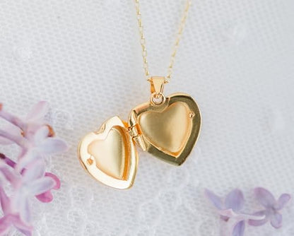 Cherished Moments .925 Sterling Silver or 14K Gold-Plated Engraved Heart Locket Necklace for Little Girls, Teens, or Women - style: Gold-16-18 inch