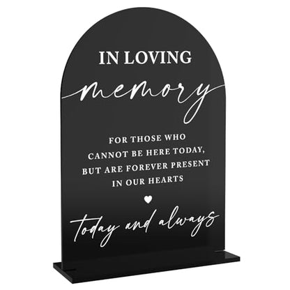 In Loving Memory Wedding Sign, Black Acrylic Memorial Table Decor, Elegant Script Remembrance Sign for Ceremony Reception, Forever in Our Hearts Wedding Signage, Today and Always-5x7