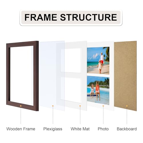 Vittanly 8x10 Collage Picture Frame, Displays 2Pcs 4x6 Pictures, Brown - color: Brown, size: 8x10