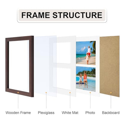 Vittanly 8x10 Collage Picture Frame, Displays 2Pcs 4x6 Pictures, Brown - color: Brown, size: 8x10