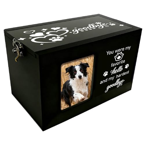 Paw Print Wood Pet Urn Pet Memorial Box for Ashes Heart Pattern Rectangle Storage Containers Cremation Box with Photo Frame for Animal Dog Cat Memorial Remembrance Gift 6.3 x 4.3 x 4.3 Inch - color: Heart