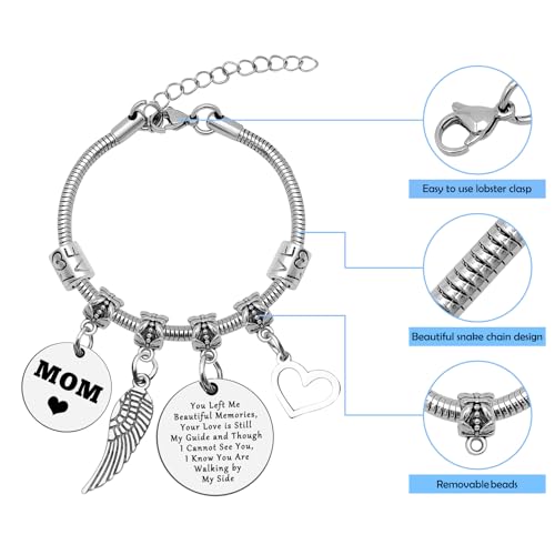 Memorial Bracelets for Loss of Mom Remembrance Gifts for Loss of Mother Father In Memory of Loved Gifts Bereavement Bangle Bracelet Sympathy Gift for Losses Mom Dad Bracelets Memory Gift