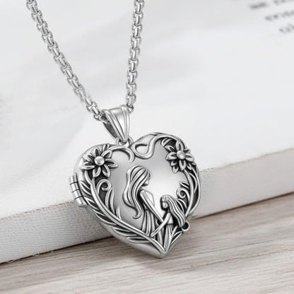 925 Sterling Silver Pictures Locket Necklace for Women Men - color: Black plated 5