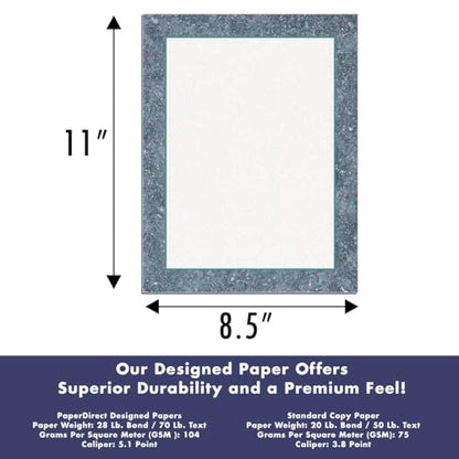 PaperDirect Attractive Blue Patina Letter Paper, Elegant Full-Color Marble Design, 8.5 x 11, Acid-Free, Ideal for Invitations, Flyers, Certificates, Crafts, Business Use, Cards, 25 Sheets - color: Attractive Blue Patina