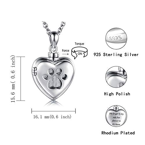 925 Sterling Silver Cremation Jewelry for Pet Ash Urn Necklace for Dog Cat | Memorial Ash Pendant Women Remembrance Keepsake Gift for Loss of Loved Furry Friend - style: pet urn locket necklace