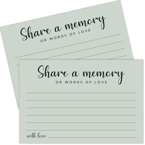 Share a Memory Cards for Celebration of Life, Graduation, Retirement, Birthdays, Guest Book Ideas, Funeral Sign In Book For Memorial Service, 4x6 Inches Set of 50 Pcs(Celadon Green) -A09 - color: Sage Green