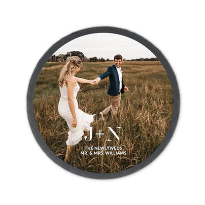 Weddingstar Custom Photo Printed 9 ⅞" Round Black Slate Garden Stone - Modern Love - color: Modern Love