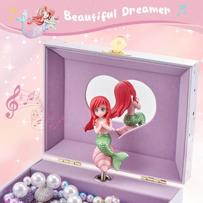 ProCase Musical Mermaid Jewelry Box for Girls, Mermaid (Box with Jewelry) | Kids Small Music Jewellery Boxes with Spinning Doll, Birthday Gift for Little Girl Children Toddler Ages 3 4 5 6 7 8 Year Old - color: Mermaid (Box with Jewelry)