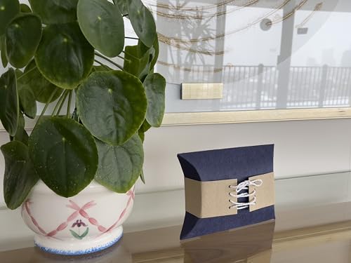 Biodegradable & Water Soluble Pillow Urn for Human + Pet Ashes | Eco-Friendly Memorial (40 Cubic inches) - Navy Blue & Beige