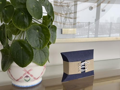 Biodegradable & Water Soluble Pillow Urn for Human + Pet Ashes | Eco-Friendly Memorial (40 Cubic inches) - Navy Blue & Beige