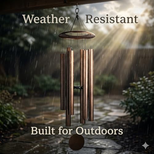 HOHIYA 44" Large Outdoor Wind Chimes Deep Tone Aluminum Black - size: 44inch Copper Vein