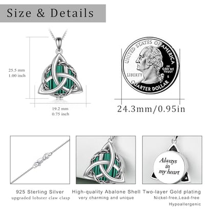 WINNICACA Celtic Knot Necklace 925 Sterling Silver Celtic Pendant Irish Urn Necklace Jewelry Birthday Anniversary Valentine's Day Gifts for Her Women Wife Girlfriend Daughter - style: 2-Celtic Knot Urn Necklace(Malachite)