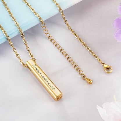 abooxiu Urn Necklace for Human Ashes Cremation Jewelry for Ashes Stainless Steel Keepsake Ashes Necklace Memorial Urn Jewelry Pendant for Women Men - Forever in my heart - style: Gold