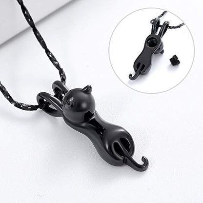 Imrsanl Pet Cremation Jewelry for Ashes Cat Urn Necklace - color: Black