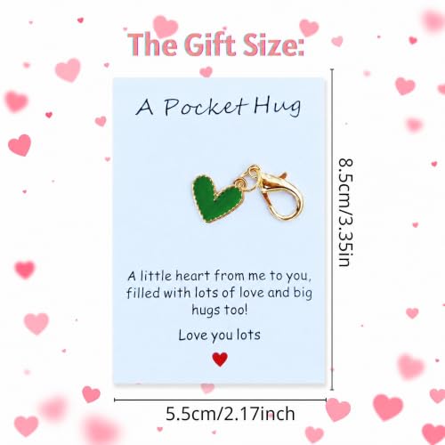 YOJO Pocket Hug Keychain, Love Keychain with Positive Affirmation Card, Emotional Support, Inspirational Gift - color: Green