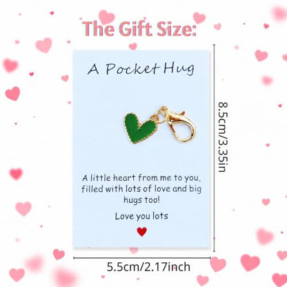 YOJO Pocket Hug Keychain, Love Keychain with Positive Affirmation Card, Emotional Support, Inspirational Gift - color: Green