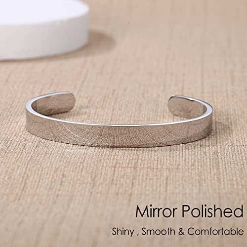 TONY & SANDY Inspirational Bracelets for Women Teen Girls Personalized Gifts for Daughter Granddaughter Mom Sister Friends Stainless Steel Engraved Cuff Birthday Easter Christmas - style: A - Always remember you're braver than you believe stronger than ..