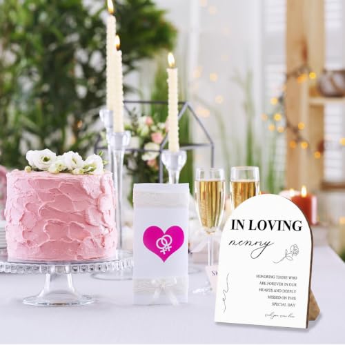 In Loving Memory Wedding Sign, White Arch Wooden Stand Sign 8x10 Inch - color: Memory
