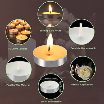 50 Set Funeral Party Favors Memorial White Candles Unscented Funeral Gifts Tealight Candles with Condolence Bereavement Cards and Organza Bags for Guest Celebration of Life Decorations (Stylish) - style: Stylish