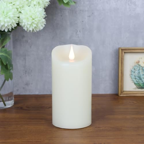 TECHLONG Flameless Candles Flickering 3D Moving Flame, Last 1000+ Hours Battery Operated Candles with Timer, Ivory Real Wax Electric LED Pillar Candles for Home Wedding Decoration | 3" x 6" - color: Style B, size: 3" x 6"