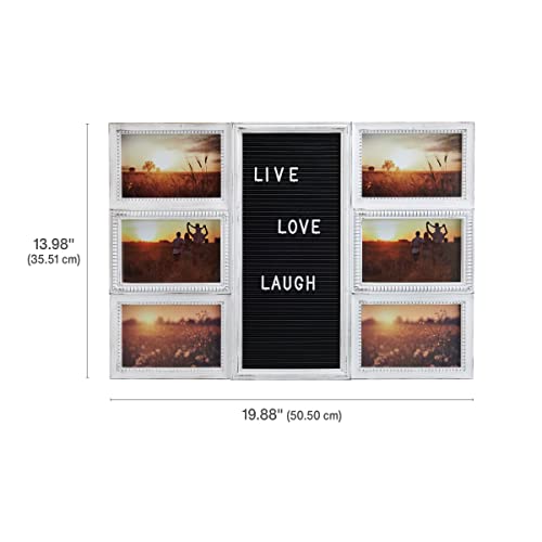 MELANNCO Customizable Letterboard 6-Opening Photo Collage Frame, 20 x 14 Inch, Distressed White - color: Distressed White, size: 20x14 - 6 Opening