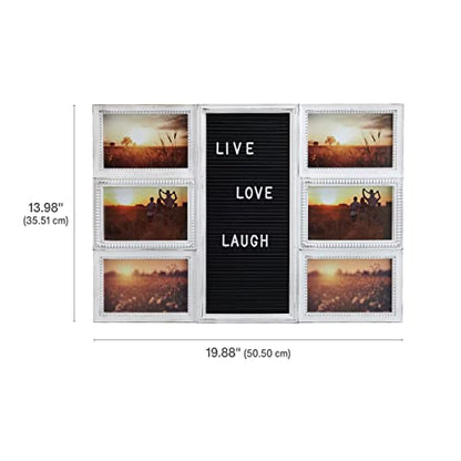 MELANNCO Customizable Letterboard 6-Opening Photo Collage Frame, 20 x 14 Inch, Distressed White - color: Distressed White, size: 20x14 - 6 Opening