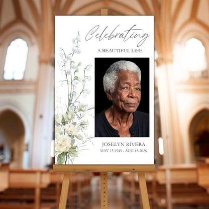 Funeral Entrance Custom Photo Sign – Personalized In Loving Memory Yard Banner – Outdoor Durable Design - color: Version 8