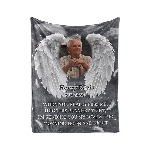 Vsmoedb Custom Memorial Blanket with Pictures for Loss of Loved One - color: Select06