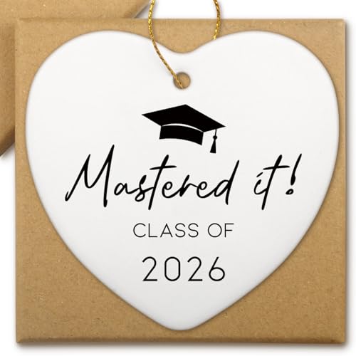 Graduation Gifts for Women Men Class of 2026 Masters Degree Graduation Gifts for Sister Daughter Ornament Christmas Tree Decorations Ceramic Heart Ornament - color: Class of 2026 Masters