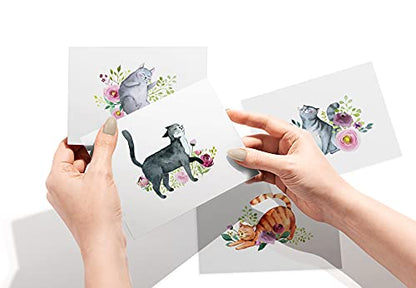 Twigs Paper Cat Thank You Cards, Set of 24 Blank Cat Stationery Note Cards | Matching envelopes included, hand-illustrated art, for nature & animal lovers, thinking of you - color: Playful Cats, size: 24-Count