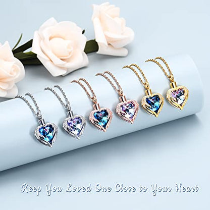 shajwo Angel Wing Heart Urn Necklace for Ashes - color: Gold-Blue