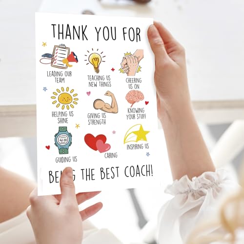 Thank You Coach Card, Basketball Football Sports Coach Appreciation Gifts, Best Coaches Gifts (Pack of 2) - color: CD-023, size: 8.0 x 5.3 inches (Pack of 2)