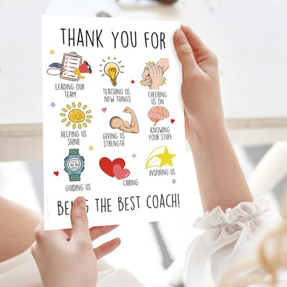 Thank You Coach Card, Basketball Football Sports Coach Appreciation Gifts, Best Coaches Gifts (Pack of 2) - color: CD-023, size: 8.0 x 5.3 inches (Pack of 2)