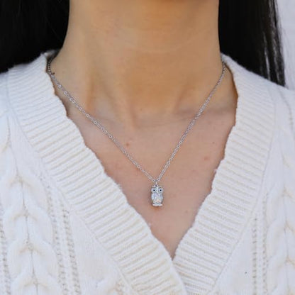 Baydurcan Pendant Necklace for Women Friends Sister Birthday Christmas Gift | Silver Evil Eye Ankh Mary Friendship Dragonfly Hummingbird Snake Turtle Pendant Necklace for Her Just Because Gifts - style: Owl