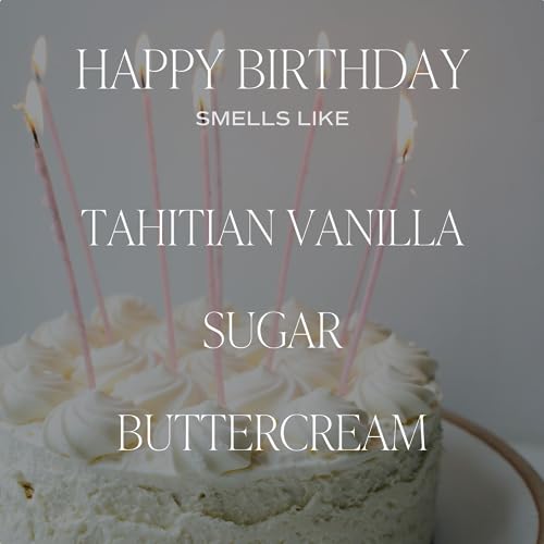 Sweet Water Decor Happy Birthday Soy Candle - Vanilla Sugar & Buttercream Sweet Scented Happy Birthday Candle Gift for Mom, Friends & Girls - 40 Hour Burn Time - 9oz - Non Toxic - style: Happy Birthday